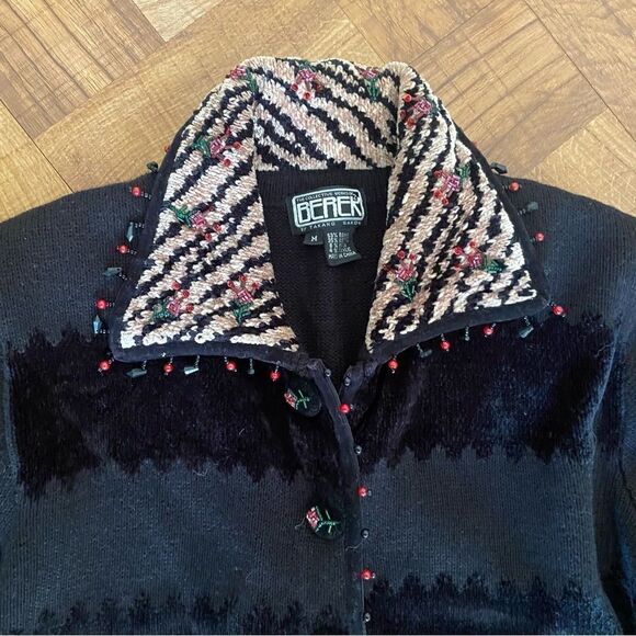 Vintage Berek zebra trim sweater - Picture 2 of 5
